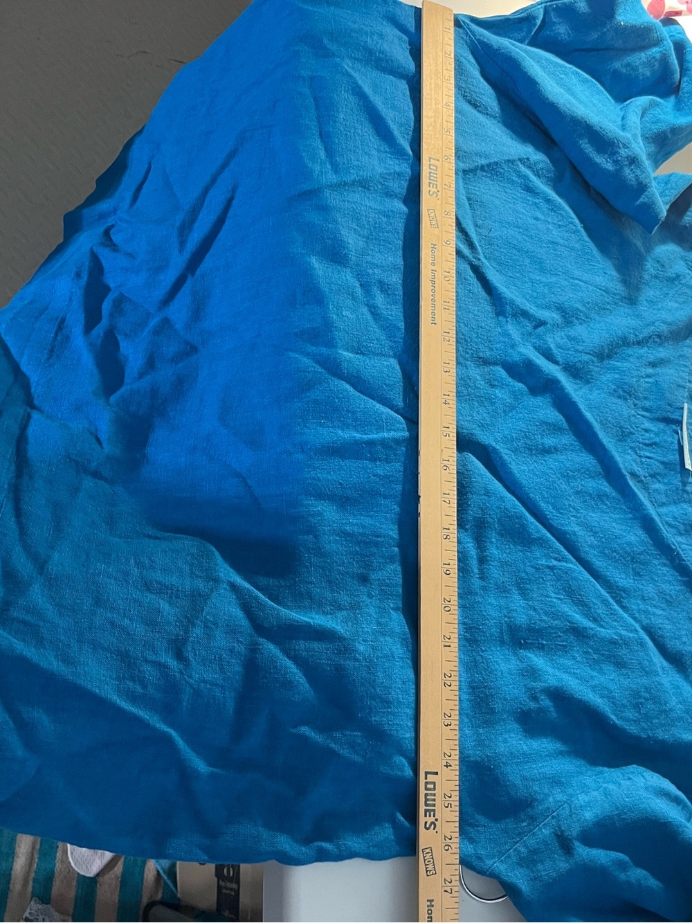 Bryn Walker Cobalt Royal Relaxed Blue 100% Linen Boatneck Oversized Top USA Made - Picture 12 of 14
